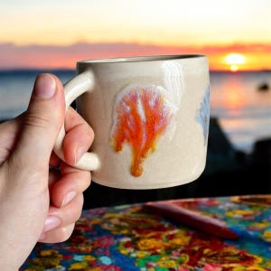 Handmade Ceramic Pottery Mug: Artistic Glaze, Wheel-Thrown Wabi Sabi Cup