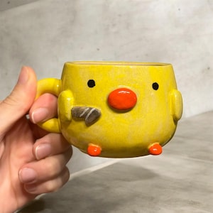 Funny Knife Chick Mug: Kawaii Ceramic Coffee Cup - Gen Z Gift
