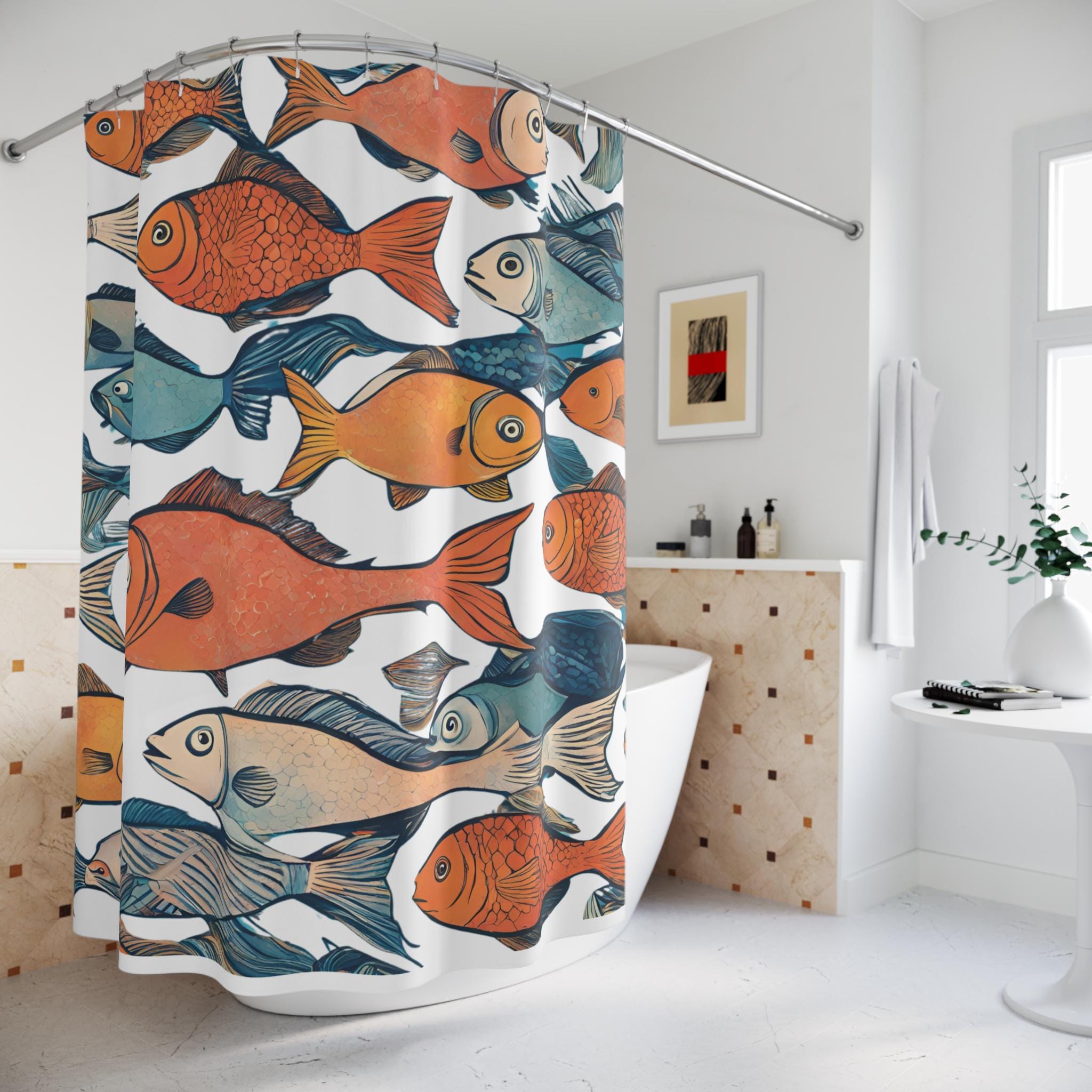 Under the Sea Shower Curtains, Ocean Fish Bathroom Decor, Sea Life Home