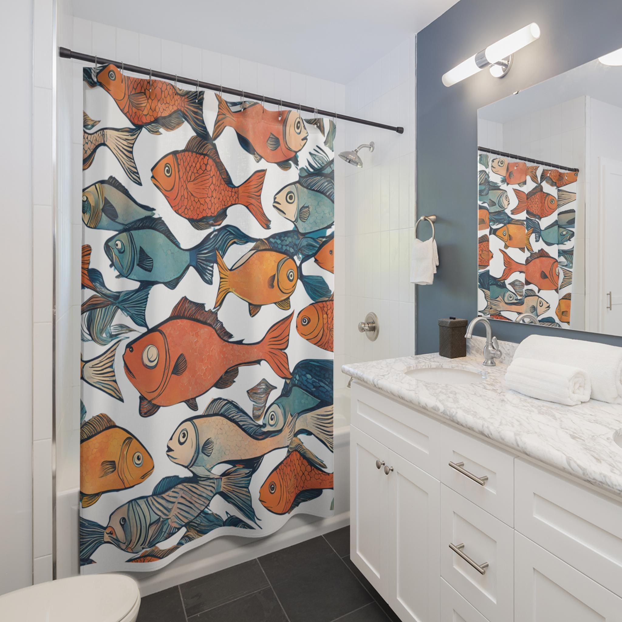 Under the Sea Shower Curtains, Ocean Fish Bathroom Decor, Sea Life Home