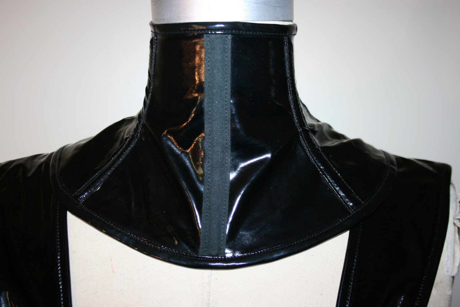 Black Spiked Posture Collar Long Spike Choker in Vegan Leather PVC With  Choice of Colours 
