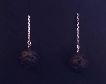 sterling silver + lava rock threader earrings