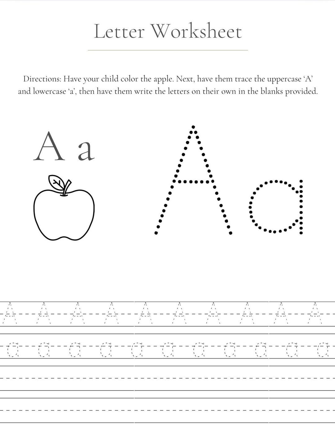Letter Tracing | Printable Handwriting Worksheet for Kids | Farmhouse ...