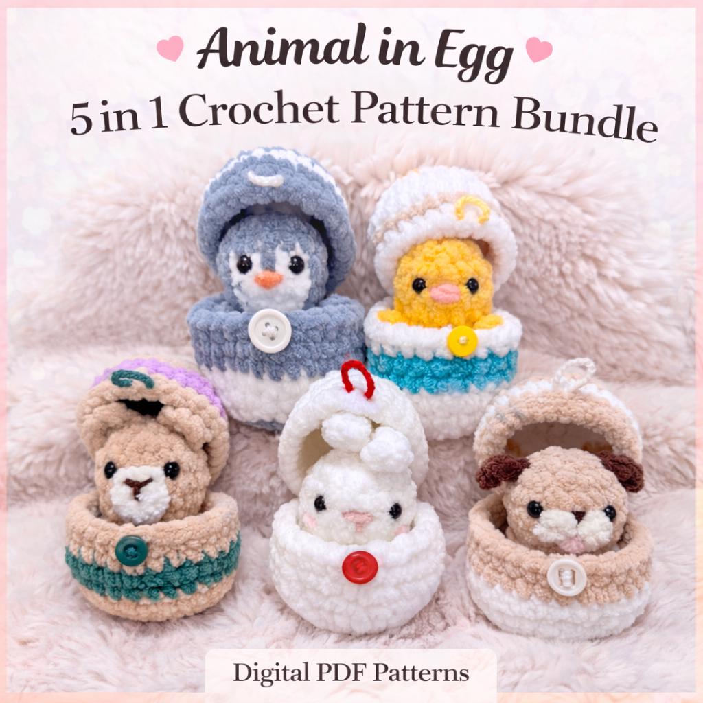 40 Animal Crochet Patterns for Cute Gifts, Nursery Decor, and Cozy Makes 1 5 Baby Animals in Eggs Crochet Pattern Bundle