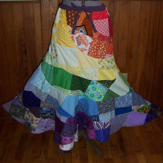 Rainbow Ripple Knottymama Custom Order Patchwork Skirt...made - Etsy