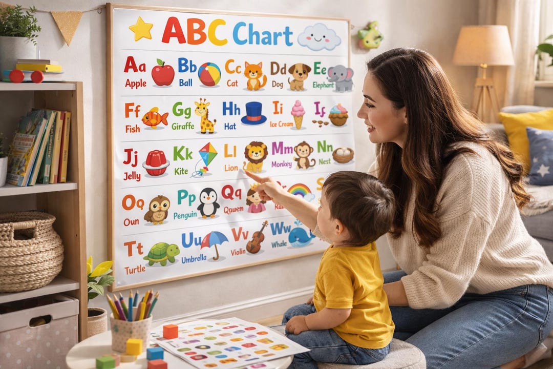Toddler ABC Alphabet Chart | Fun Learning Wall Poster (digital Download ...