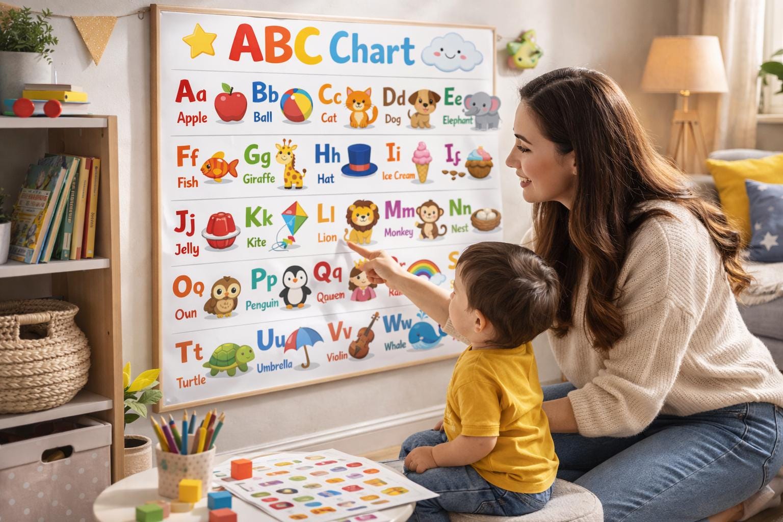 Toddler ABC Alphabet Chart | Fun Learning Wall Poster (digital Download ...