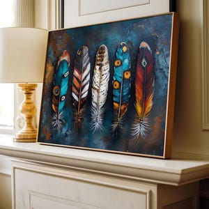 Native American-inspired Southwestern, Tribal Feather Gallery Wall Art: Printable Western Inspired Decor