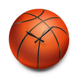 Basketbalwandklok, sportfanklok, gameroomdecor, acrylklok, uniek klokcadeau voor hem, basketbalthemaklok