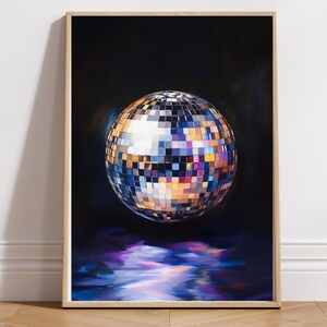 Vibrant Silver Disco Ball Wall Art: Printable Maximalist Poster | Trendy Dopamine Decor