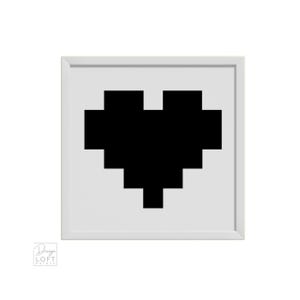 Digitales 8-Bit Pixel Herz Download | Minimalistischer Gamer Arcade Kunstdruck