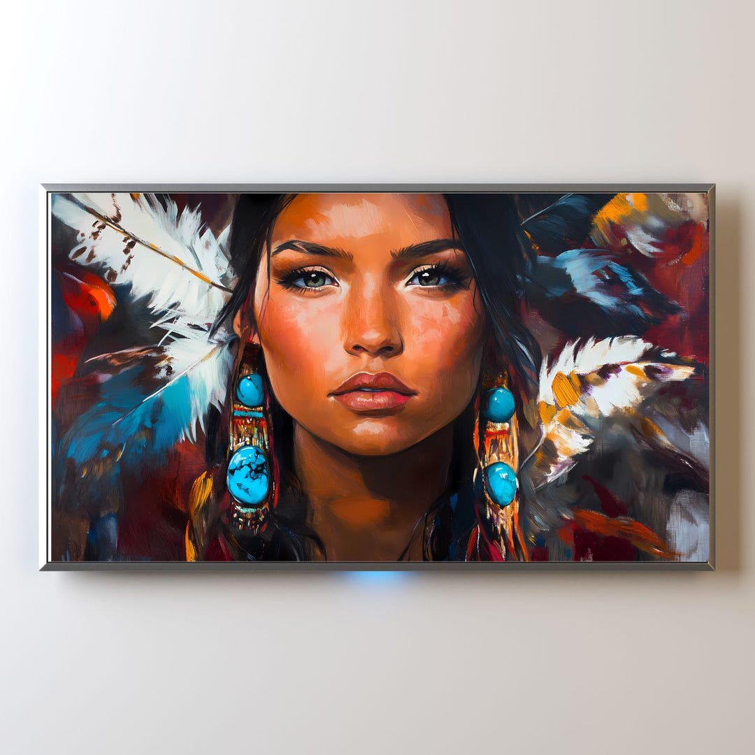 Native American Woman Oil Painting: Southwestern Gallery Wall Art ...