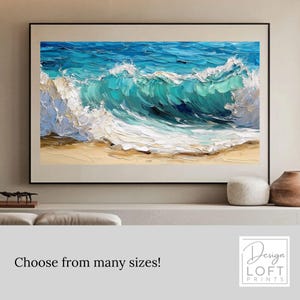 Pintura texturizada de olas del océano / Impresión de póster de olas del océano horizontales