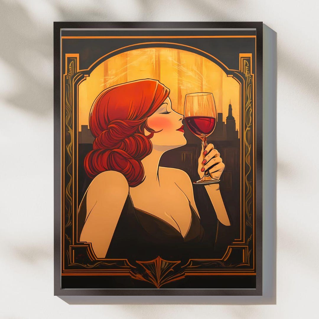 Flapper Girl Art Print - Whimsical 1920s Jazz Age Deco Wall Decor ...