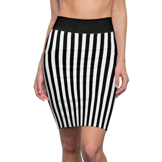Mini Skirt Striped Skirt 6x6 Bold Black And White Stripe Pencil