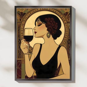 Flapper Girl Art Print - Whimsical 1920s Jazz Age Deco Wall Decor - Roaring 20s Prohibition Era Fantasy Decor