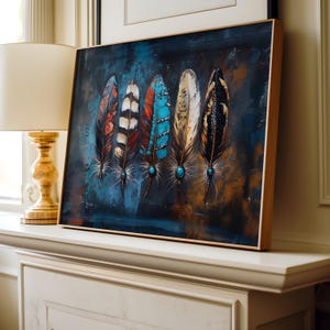 Native American-inspired Southwestern, Tribal Feather Gallery Wall Art: Printable Western Inspired Decor