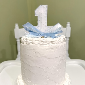 Smash Cake '1' Topper, Swiss Dot First Birthday Decoration, Small Cake Topper, 4 inch Cake Topper