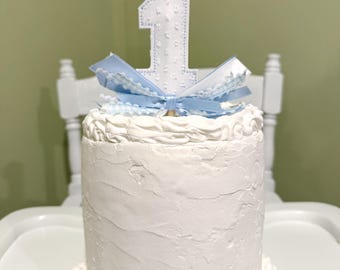 Smash Cake '1' Topper, Swiss Dot First Birthday Decoration, Small Cake Topper, 4 inch Cake Topper
