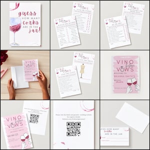 Despedida de soltera con Vino Before Vows, invitaciones con temática de vino, cartel de bienvenida, paquete de juegos, decoración imprimible, fiesta rústica con vino, ideas elegantes para despedidas de soltera