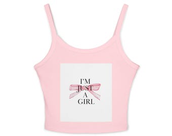 Camiseta sin mangas de tirantes finos para mujer con el diseño "I'm Just a Girl" (Solo soy una chica), ideal para el verano, ropa informal, regalo de cumpleaños o para las fiestas.
