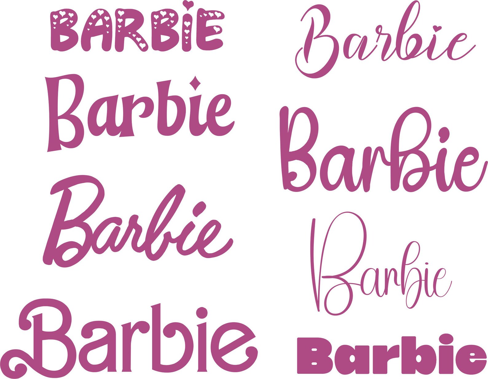 Doll Script Writing Barbie Font 7 Pieces + (BONUS) Pink Doll Style Fonts Bundle | Cute ...
