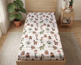 Sábana de Toy Story, ropa de cama Disney, sábana bajera individual de Buzz y Woody para dormitorio infantil, decoración Disney para el hogar, regalo para la habitación del bebé.