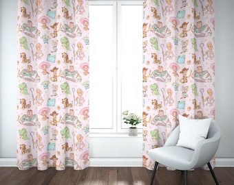 Toy Story Girl Blackout Curtains – Kids Pink Bedroom Window Panels | Girl Baby shower gift | Jessie Woody & Buzz Nursery Decor
