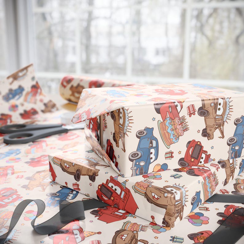 Cars verjaardagscadeaupapier Lightning McQueen cadeaupapier voor kinderen | Pixar verjaardagscadeaupapier | Raceauto cadeaupapier voor jongens afbeelding 7