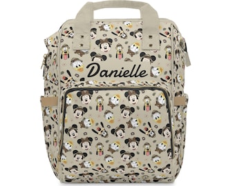 Mochila cambiador de Mickey Mouse / Mochila Disney / Regalo para baby shower / Mochila cambiador para recién nacido / Mochila cambiador personalizada con nombre para bebé