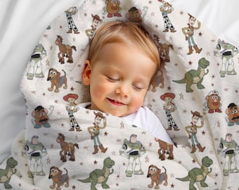 トイストーリー ベビーブランケット、ベビーシャワーギフト、カスタマイズ可能なブランケット、ディズニーブランケット、ディズニーホームデコレーション、新生児ギフト、スローブランケット