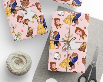 Beauty & the Beast Wrapping Paper | Princess Belle Gift Wrap | Disney Princess Paper | Fairytale Gift Wrap