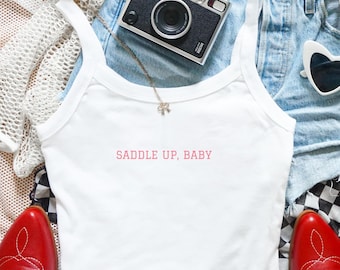 Saddle Up Baby Crop Top | Cowgirl Concert Shirt | Western Rodeo Outfit for Women | Country Baddie Tank | Nashville Party Tee