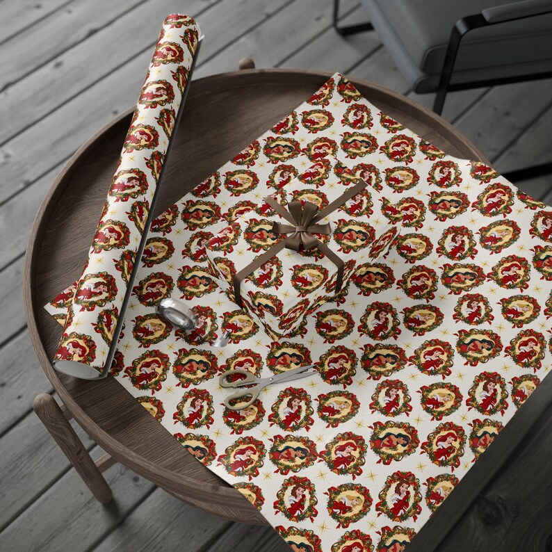 Rollo de papel de regalo navideño de princesas Disney / Papel de regalo navideño para niños / Papel de regalo navideño para niñas imagen 3