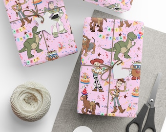 Toy Story Wrapping Paper | Disney Pixar Birthday Gift Wrap for Girls | Buzz Lightyear Woody Jessie Disney Toy Story Wrap