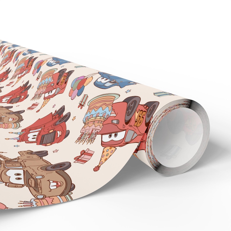 Cars verjaardagscadeaupapier Lightning McQueen cadeaupapier voor kinderen | Pixar verjaardagscadeaupapier | Raceauto cadeaupapier voor jongens afbeelding 4