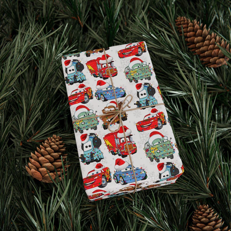 Pixar Cars Christmas Wrapping Paper | Cars Gift Wrap | Holiday Wrapping Paper Roll | Boys Christmas Gift Wrap | Disney Cars image 4
