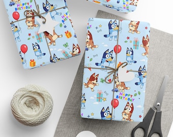 Bluey Birthday Boy Wrapping Paper | Blue Dog Gift Wrap