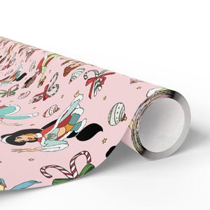 Rollo de papel de regalo navideño de princesas Disney para niñas / Papel de regalo navideño para niños / Envoltorio de Navidad para niñas imagen 8