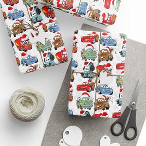 Pixar Cars Christmas Wrapping Paper | Cars Gift Wrap | Holiday Wrapping Paper Roll | Boys Christmas Gift Wrap | Disney Cars image 1
