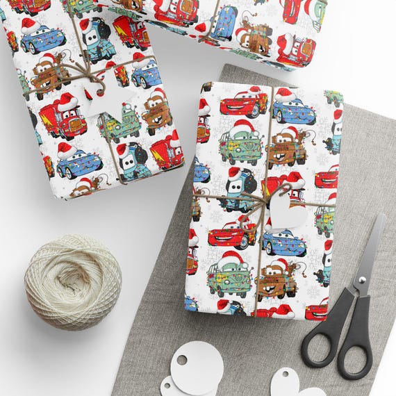 Pixar Cars Christmas Wrapping Paper | Cars Gift Wrap | Holiday Wrapping Paper Roll | Boys Christmas Gift Wrap | Disney Cars