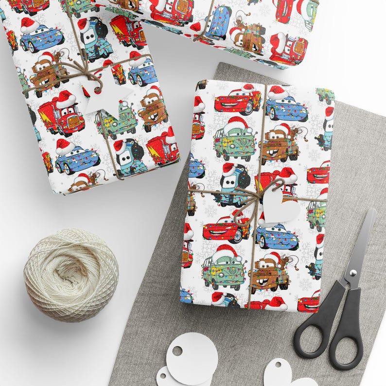 Pixar Cars Christmas Wrapping Paper | Cars Gift Wrap | Holiday Wrapping Paper Roll | Boys Christmas Gift Wrap | Disney Cars image 1
