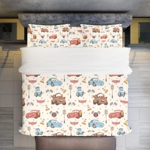 Juego de ropa de cama de Cars, funda nórdica de Rayo McQueen con sábana, funda de edredón para niños pequeños, dormitorio infantil, decoración del hogar Disney, regalo para niños imagen 3