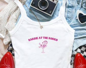 Barbie na rodeo – krótki top – koszula koncertowa Western Cowgirl, bluzka Nashville Bachelorette, strój do rodeo w stylu country, różowy krótki top Cowgirl dla kobiet