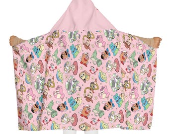 Toalla con capucha rosa de Toy Story para niñas / Toalla de playa infantil con capucha y nombre personalizado / Regalo de cumpleaños infantil personalizado