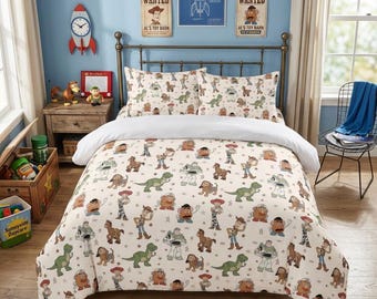 Toy Story Bedding, 4-piece Quilt Cover Set, Buzz and Woody Kids Bedroom, Disney Home Nursery Decor