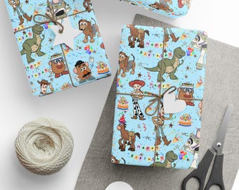 Toy Story Birthday Gift Wrap | Buzz Lightyear Woody Birthday Wrapping Paper Roll | Disney Toy Story Wrap