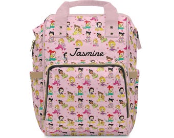 Disney Princess Backpack Diaper Bag|Newborn Diaper Bag|Girl Baby Shower Gift|Girl Nappy Bag Custom Diaper Bag Personalized Name BabyBackpack