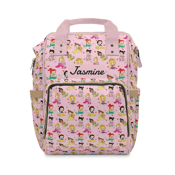 Disney Princess Backpack Diaper Bag|Newborn Diaper Bag|Girl Baby Shower Gift|Girl Nappy Bag Custom Diaper Bag Personalized Name BabyBackpack