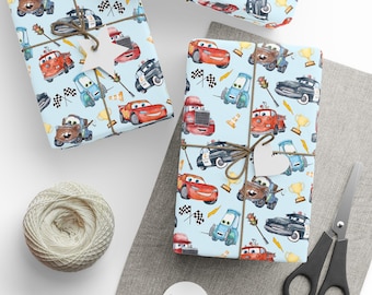Cadeaupapier Cars Lightning Mcqueen | Disney Pixar-cadeauverpakking verjaardagsfeestje | Inpakpapier Race Car Boys